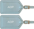 Personalized Monogrammed Leather Luggage Tags - 2 Pack