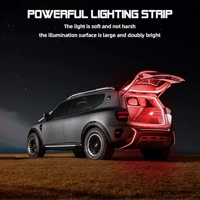 Car LED Strip Light For Trunk, 79Inch IP67 Silicone Waterproof Neon Light Strip Embedded, Flexible Cutting Universal Auto Interior Lights(Red)
