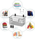 JUNCHU CHERRY Wire Storage Basket 2 Packs, Wall Mounted Kitchen Bathroom, Hanging Cabinet Door Storage Basket, no Drilling, S