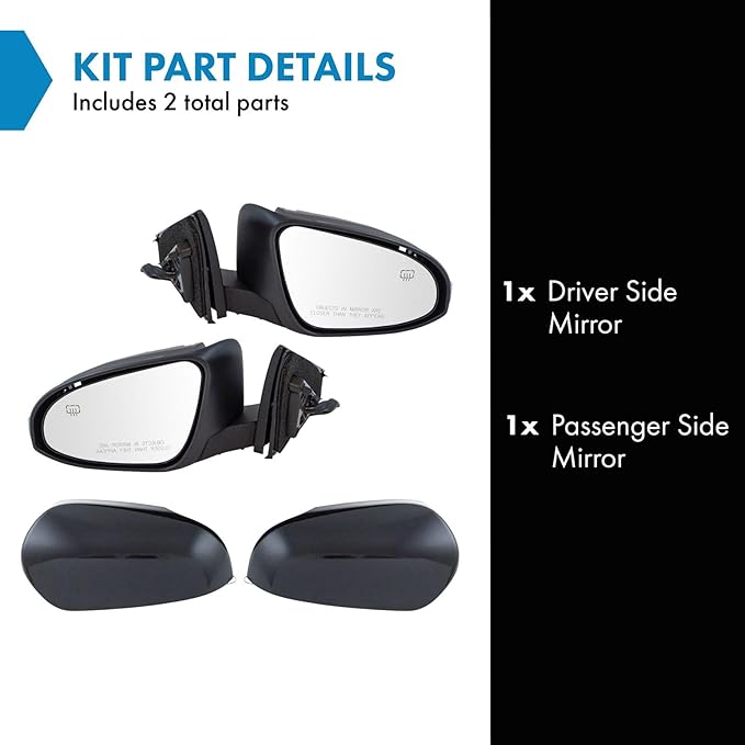 TRQ Driver & Passenger Side Power Heated Mirror Set Paint to Match with Turn Signal Compatible with 2013-2018 Toyota Avalon T