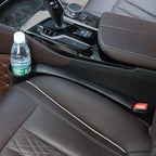 Supin 2 Prices Car Seat Gap Filler Pad PU Leather Console Side Pocket Organizer and one Cup for Cellphone Wallet Coin Key (Black)