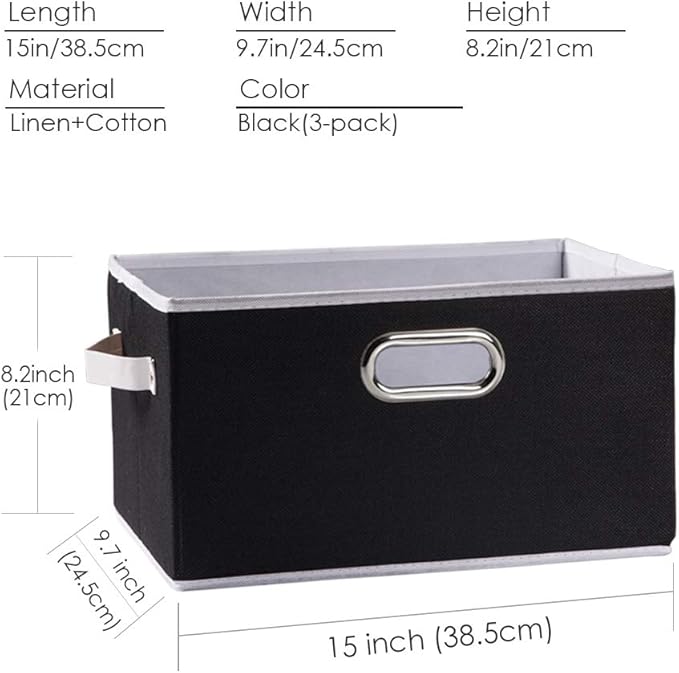 PRANDOM Large Collapsible Storage Bins for Closet [5-pack] Decorative Fabric Storage Baskets Cubes with Leather/Metal Handles