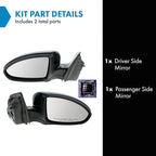 TRQ 2 Piece Driver and Passenger Side Mirror Assembly Set Electric Adjustment Heated No Memory Black Compatible with 2011-201