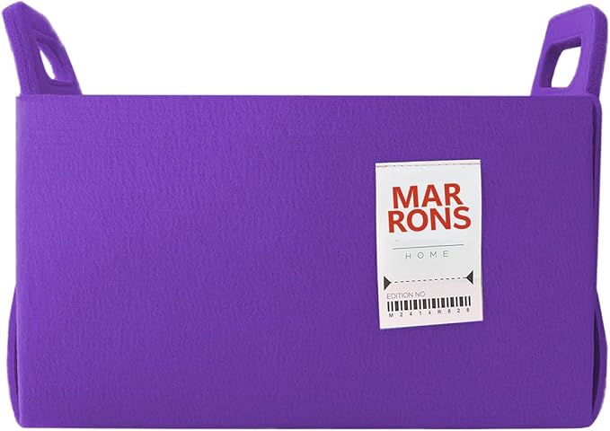 Collapsible Felt PURPLE Storage Bin Medium 11"x7.1"x7.1" – Foldable Basket with Handles for Closet, Toy Storage, Laundry Room