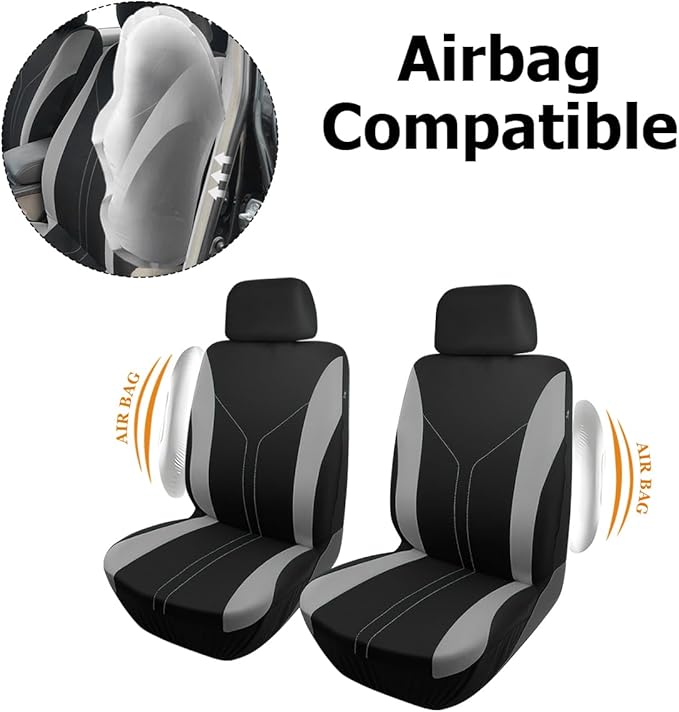 Car Seat Covers Full Set, Breathable Vehicle Front and Rear Split Bench Protector Airbag Compatible, Waterproof Automotive In