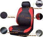 Deluxe Pu Luxury Leather Two Front Car Seat Covers, Waterproof Faux Leather Automotive Seat Covers Airbag Compatible Universa