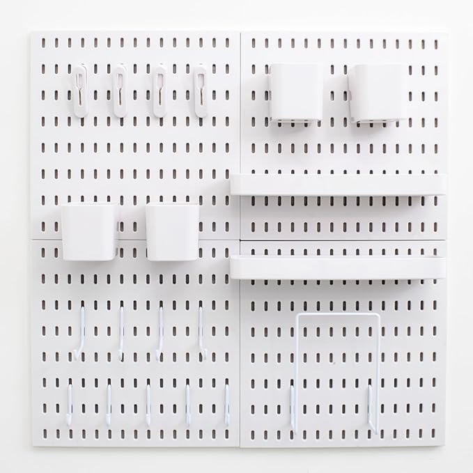 Wall-Mounted Pegboard Kit, 50.4" x 25.2" Organizer Panel – Large, Cost-Effective & Nail-Free Installation White