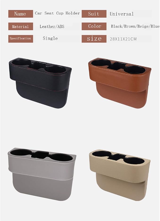 Car Seat Organizer Cup Drink Holders Multi Functional Gap Filler Storage Box Insert Organization Helps Reduce Distracted Driving&Holds Phone Mount Mug Bottle Cellphone (PUBD-Gray)