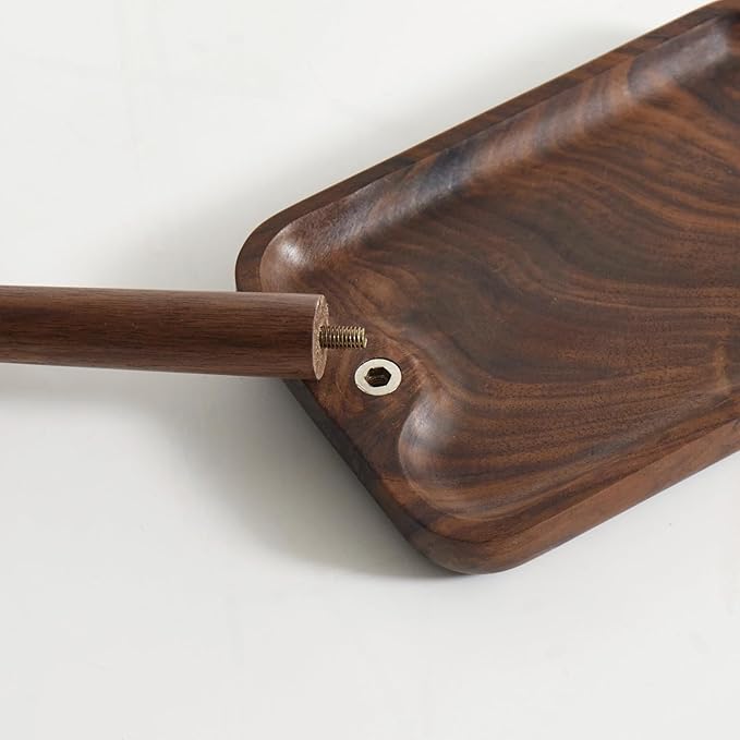 Black Walnut Solid Wood Key Dish Bowl for Entryway Table Square Tray With 3 Hooks, Open Storage for Keys, Wallet, Jewelry (Wa