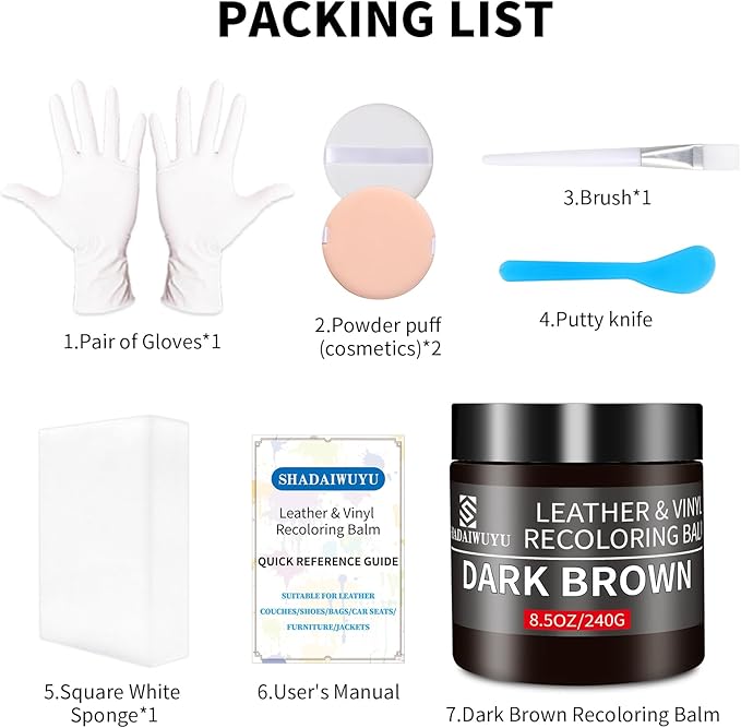 Leather Recoloring Balm,8.5oz Leather Color Restorer,Dark Brown Leather Repair kit for Furniture and Car Interior,Leather Cou