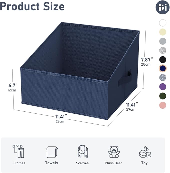 DIMJ Closet Storage Bins 12 Pack - Fabric Storage Baskets for Shelves, Collapsible Clothes Organizer with Handles, Trapezoid 