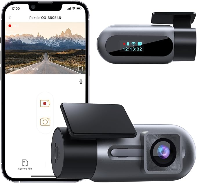 Dash Cam WiFi FHD 1080P Car Camera, Front Dash Camera for Cars, Mini Dashcams for Cars with Night Vision, 24 Hours Parking Mo
