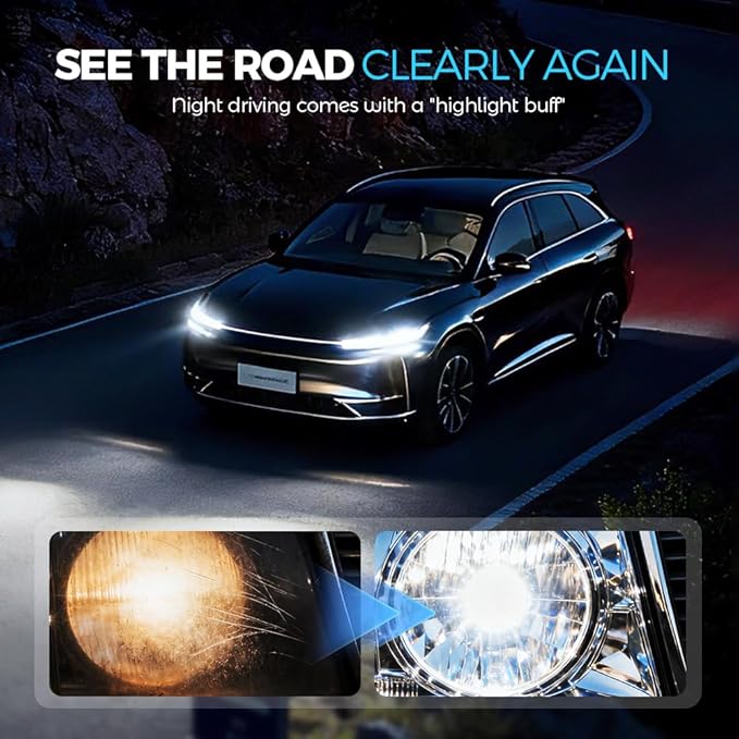 Ceramic Car Headlight Restoration Kit, 2026 Upgraded Headlight Cleaner and Restorer Kit, No Sanding Required, Restoring to Li