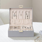 Vlando 2 Layer Jewelry Box Large Jewelry Organizer for Women Removable Jewelery Tray for Necklace Earrings Rings Bracelets Je