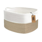 COMFY-HOMI Cotton Rope Woven Basket with Handles for Shelves,Toys,Book, Cloth Storage Baskets Bin for Organizing-13.5"x11"x9.