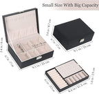 Jewelry Box for Women Girls, 2 Layers Jewelry Organizer Container with Lock, PU Leather Storage Case with Removable Tray, Jew