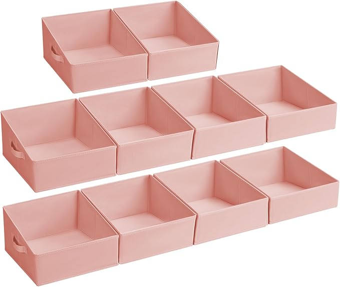 DIMJ Closet Storage Bins 10 Pack - Fabric Storage Baskets for Shelves, Collapsible Clothes Organizer with Handles, Trapezoid 