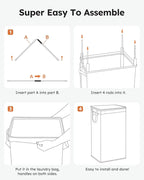 SOLEDI Laundry Hamper with Lid 100L Large & Tall Collapsible Laundry Basket, Clothes Hamper with Bag Removable Easy to Carry,