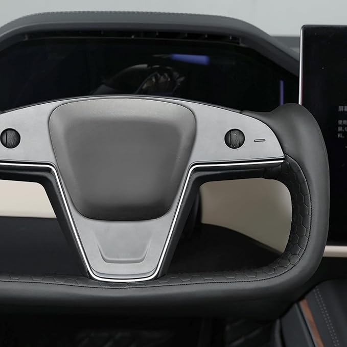 MEWANT Hand Stitched Tesla Model S Yoke Steering Wheel Cover Wrap for Tesla Model S 2021-2023 / Model X 2021-2023 Tesla Yoke Steering Wheel Accessories(3D Style)