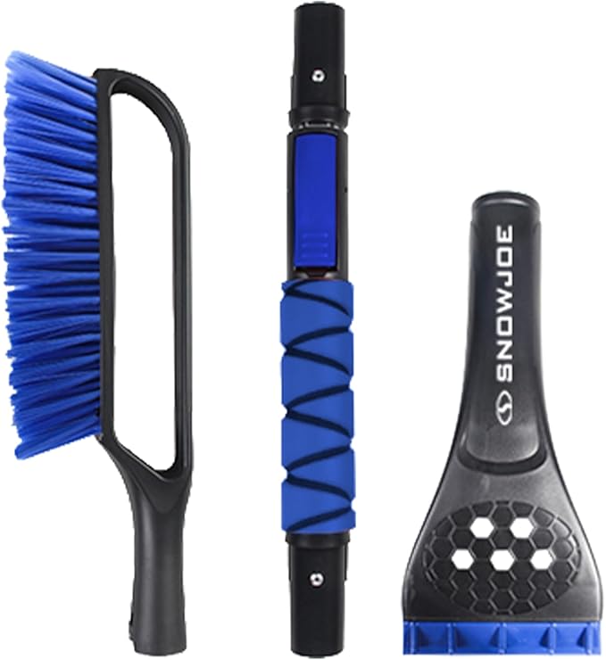 Snow Joe 2 Pack 42" Multi-Purpose Ice Scraper and Extendable Snow Brush for Cars with Foam Grip and 360-Degree Pivoting Brush Head, SJEG-SB42SHX2