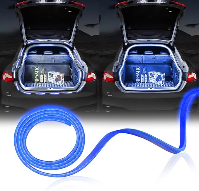 Upgrade Dynamic Flowing Car LED Trunk Light Strip, 79Inch Universal Flexible Cutting Silicone Waterproof Neon Lights Strip, 12V Interior Ambient Lighting for Cars SUVs(Blue)