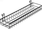 4 Pcs Black Metal Grid Wall Baskets with Hooks, Hanging Wire Storage Organizer Shelf for Kitchen Bathroom Office, 15.75 x 3.9