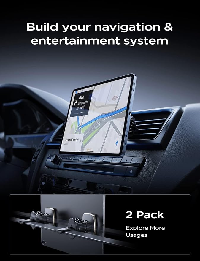 LISEN 2-Pack Magnetic Phone Holder for Car: 6 Military Magnets, Gold Vent Phone Mount