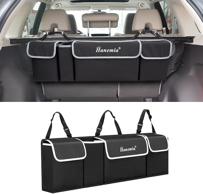 Car Trunk Organizer and Storage, Backseat Hanging Organizer for SUV, Truck, MPV, Waterproof, Collapsible Cargo Storage Bag