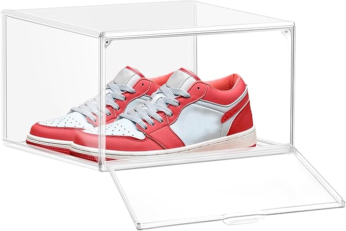 1 Pack Clear Shoe Boxes Size 11 Shoe Storage Organizer for Closet Stackable Shoes Rack Handbag Organizer Plastic Sneaker