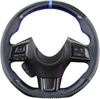 DIY Sew Stitching Carbon Fiber Steering Wheel Cover for Subaru WRX STI and Levorg 2015 2016 2017 2018 2019 / STI S209 2019 15 inches Leather Interior Accessories