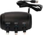 Retractable Car Backseat Charger–3-in-1 Car Backseat Charging Station, Rideshare & Private Car Essential, Fast Charge, 360° Rotating Headrest Mount – Universal USB-C/Lightning/Micro-USB for All phones