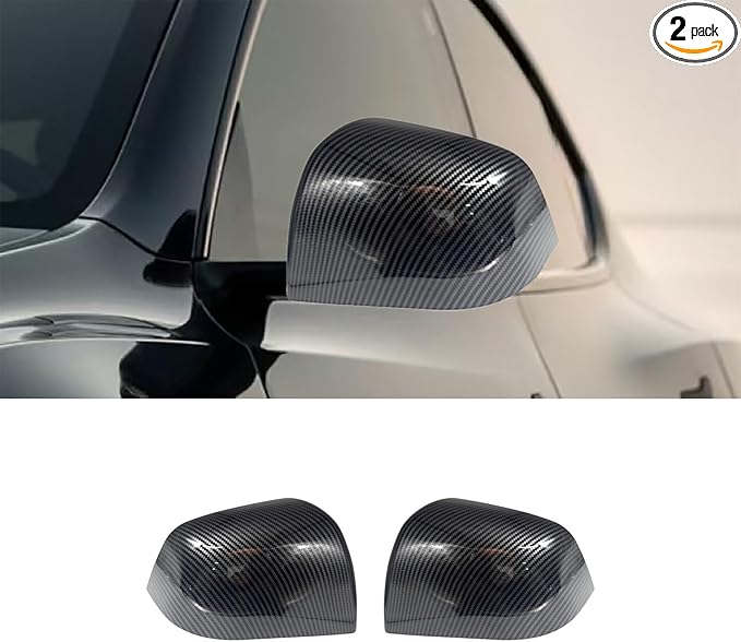 fit for Tesla Model Y Side Mirror Cover 2021-2024, Door Mirror Caps Accessories，Made of ABS Material (Bright Carbon Fiber Pattern)149559400A