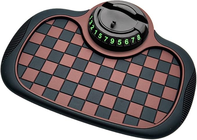 Multifunctional Car Dashboard Anti-Slip Mat with Phone Holder and Parking Number Display, Heat Resistant PVC Non-Slip Pad for