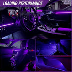 Ambient Lighting Car Led Lights Interior Kit,10 in 1 RGB Music Sync Acrylic Led Lights for Car Interior,175 inches Fiber Optic Neon Accent Strip Night Ambiance Footwell Lighting with Wireless APP