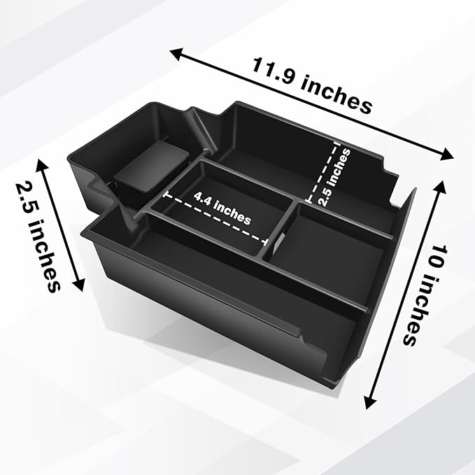 BestEvMod Center Console Organizer Tray Compatible with Chevrolet Silverado EV WT RST LT/Sierra EV 2026 2025 2024 Pickup Armrest Storage Box (Top)