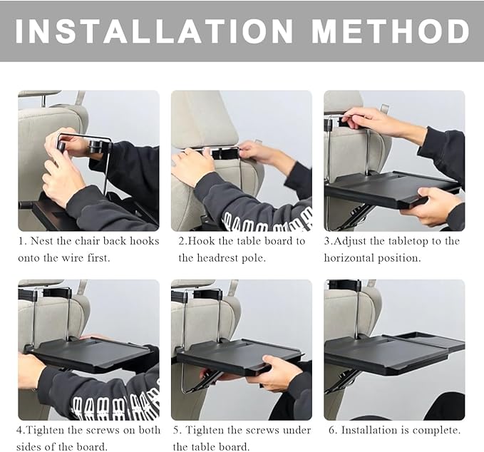 2 in 1 Car Steering Wheel Tray, Car Desk Back Seat Headrest Tray for Eating Food and Writing Laptop Work, Adjustable Car Food Table for Car SUVs Trucks Vans, Car Accessories