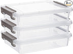 Citylife 3 PCS Plastic Storage Bins with Latching Lids Portable Project Case Clear File Box Stackable Storage Containers for 