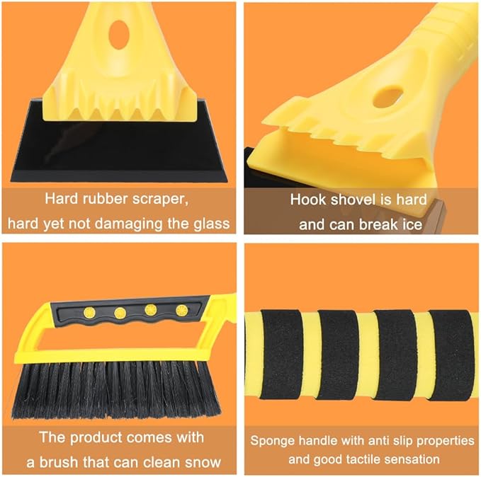 Snow Brush and Ice Scraper Set for Car Windshield Snow Frost Ice Removal Tool Detachable Snow Scraper with Foam Handle for Cars Trucks Window