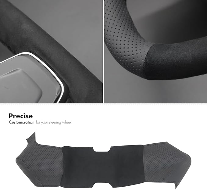 MEWANT Steering Wheel Cover for Yoke Style Steering Wheel for Tesla Model S 2021-2023 / Model X 2021-2023 Hand-Stitched Steering Wrap