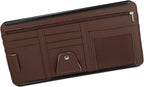PU Leather Car Sun Visor Organizer Glasses Holder Auto Accessories Pocket Organizer with Panel Back Brown Auto Replacement Parts