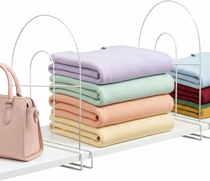 12-Pack 12" Tall Shelf Dividers - Closet Shelf Organizer - Easy to Install - No Tool - White PE Coating Steel