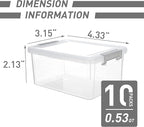 Citylife 0.53 QT 10 Packs Small Storage Bins Plastic Storage Container Stackable Box with Lids for Organizing, Clear White