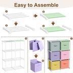 6 Cube Storage Organizer with Shelf Back to School Boxes 11 Inch Toy Storage Bins Closet Organizers Drawers Fabric Dresser fo