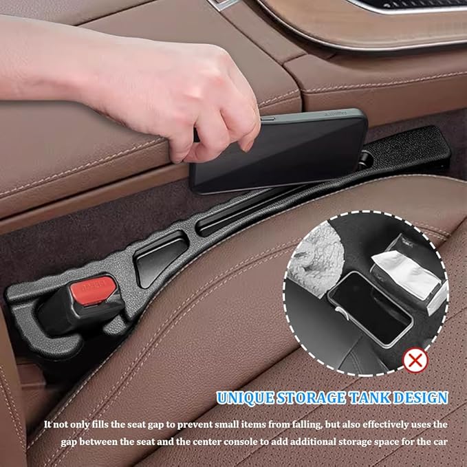 2PCS Car Seat Gap Filler Organizer, Multifunctional Car Gap Filler Organizer Storages Phone Key Avoids Things Falling, Universal Car Blocker Between Seats for Most Vehicles