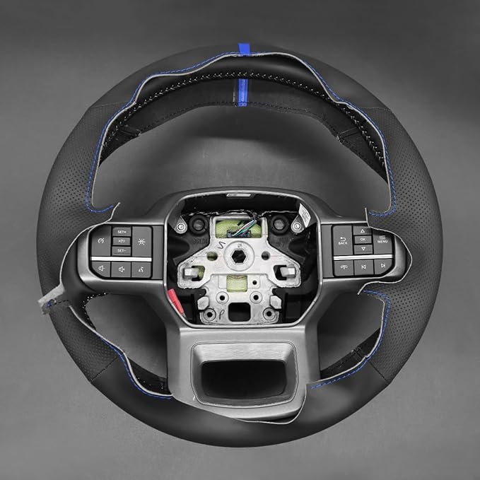 MEWANT Steering Wheel Covers for Ford F-150 2021-2023 / F-150 Lightning 2022-2023 Hand-Stitched F150 Steering Wheel Wrap