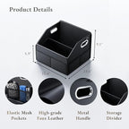 Car Storage Organizer - Compact PU Leather Bin for Trunk, Front Seat, Back Seat & Car Floor