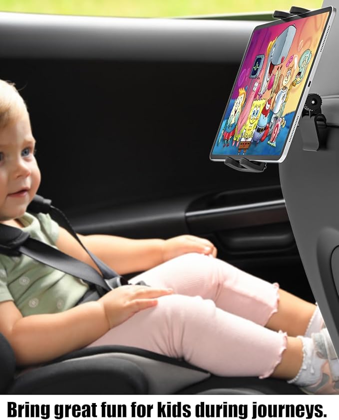 Charchendo [Custom Fit] Tablet Holder for Tesla Model Y & Model 3, Integrated Seat Backrest Mount for iPad Pro Air Mini, Rock-Solid No-Shake Bracket for Kids, Not for Model S/X or Other Cars