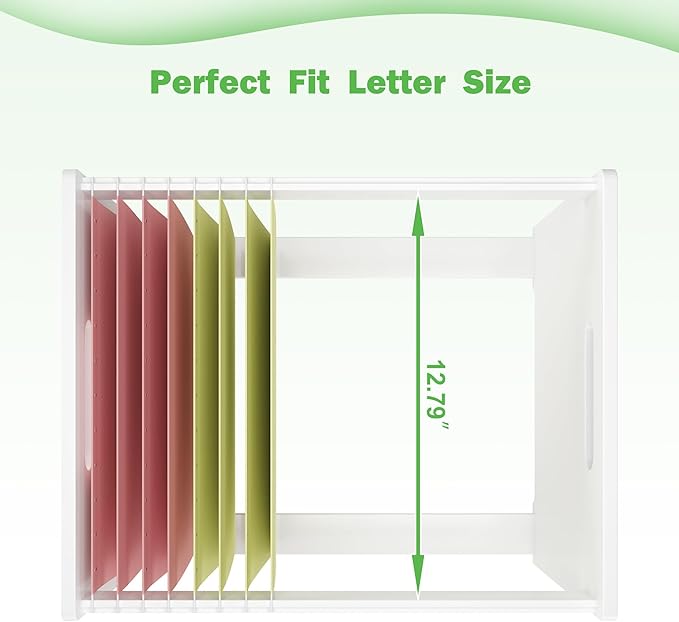 Hanging File Organizer Box for Letter Size, 2 Pack Bamboo File Folder Organizer, Storage Moving Boxes with Handle Wood Desk F