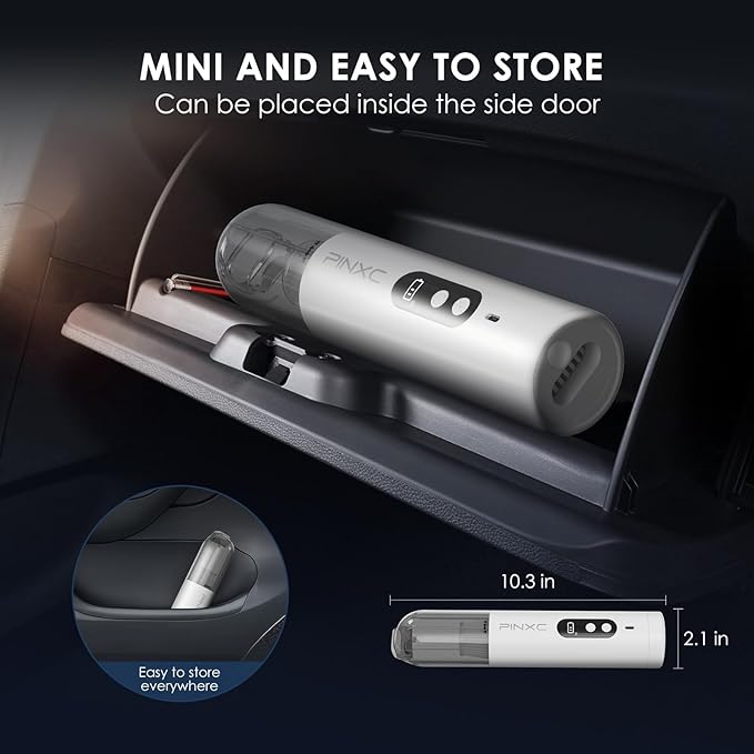 Mini Vacuum Cleaner Cordless 15000PA High Power,Handheld Car Vacuum, 5 in 1 Portable Vacuum for Car, Home & Pet Hair, Type-C 