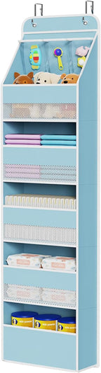 Univivi 6-Shelf Over Door Hanging Organizer Fabric Baby Door Storage with 5 Large Pockets and 3 Small PVC Pockets Wall Mount 